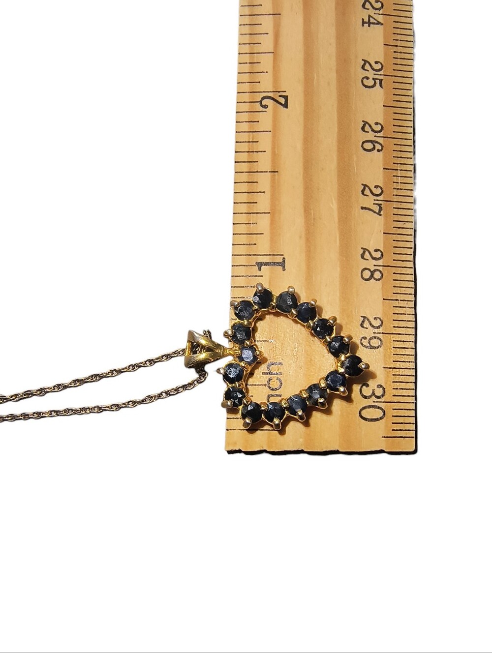 Black Sapphire And Gold Vermeil / Sterling Silver Heart Pendant Necklace - Picture 6 of 10